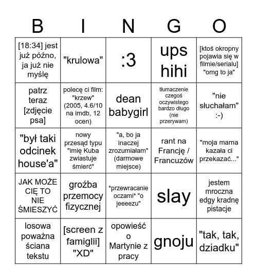 Sułek bingo Card