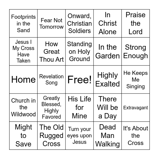 Gospel SINGO Bingo Card