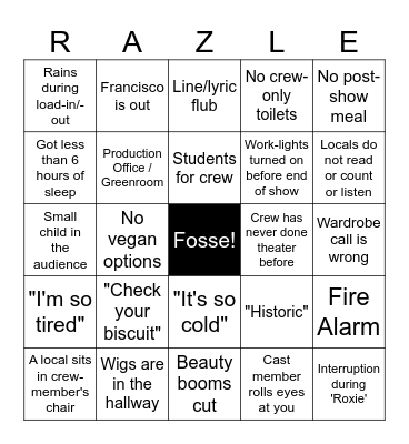 Chicago Bingo Card