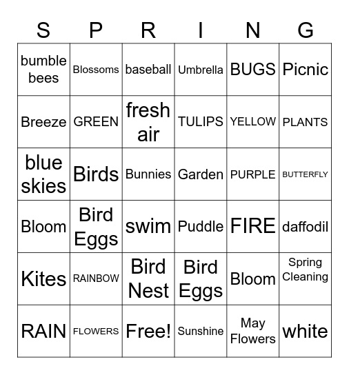 SPRING Bingo Card