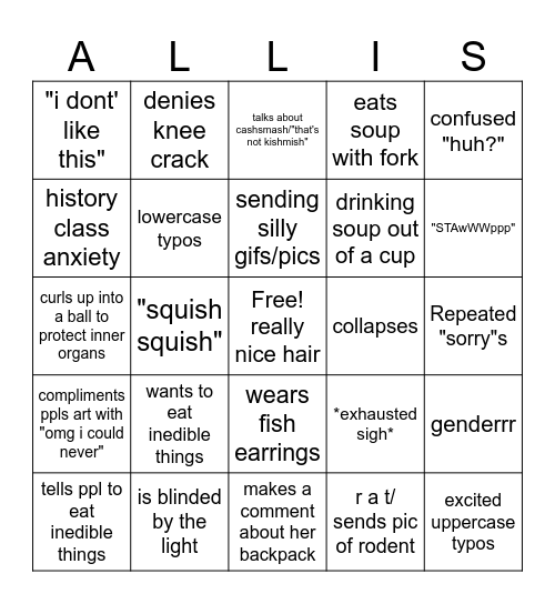 allison bingo Card