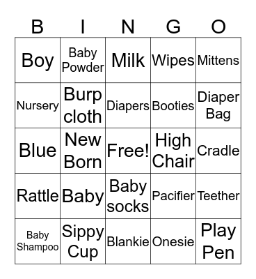 Baby Bingo Card