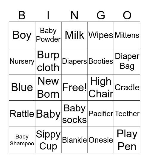 Baby Bingo Card