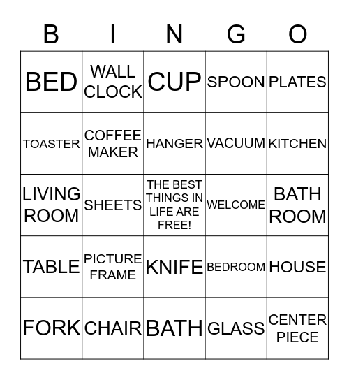 ROSE HOUSEWARMING PARTY  Bingo Card