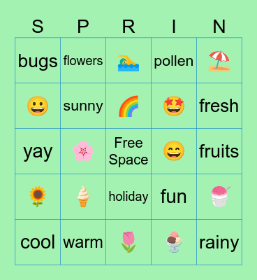 Spring Bingo Card