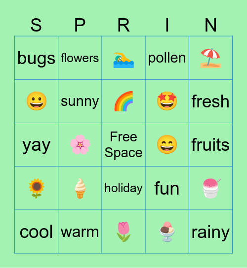 Spring Bingo Card