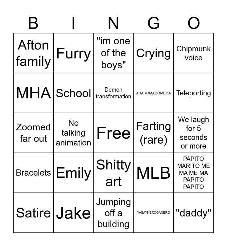 Gacha life cringe bingo Card