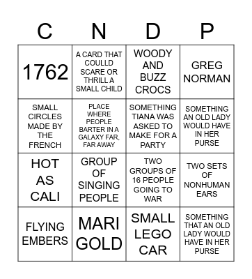 DOWNTOWN DISNEY SCAVENGER HUNT Bingo Card