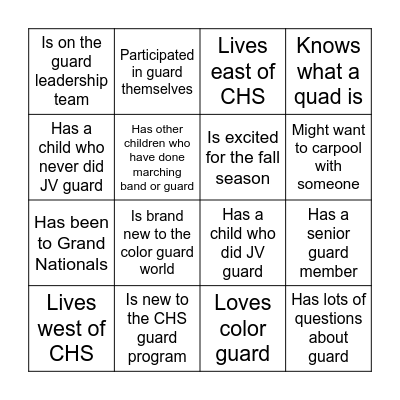 Find someone who... Bingo Card