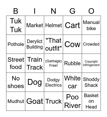 Indian Bingo Card