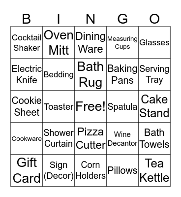 Beth's Bridal Bingo! Bingo Card