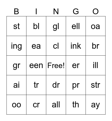 Language Bingo Card