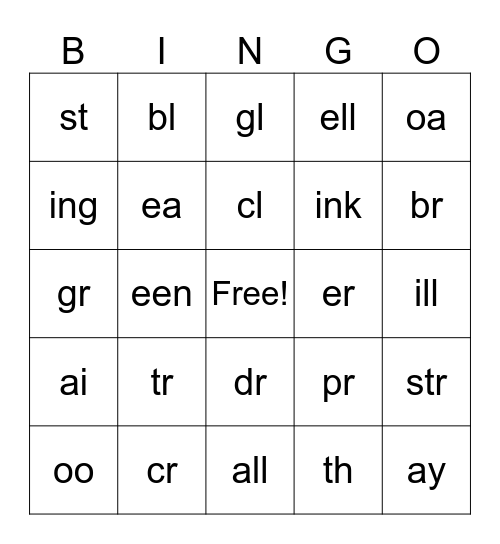 Language Bingo Card