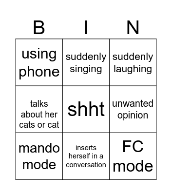 TeaL Bingo Card