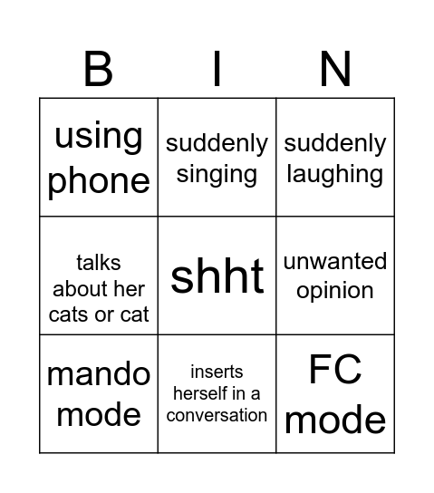 TeaL Bingo Card