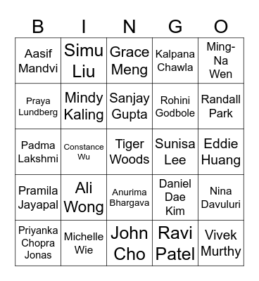AAPI Month - Leaders Bingo Card