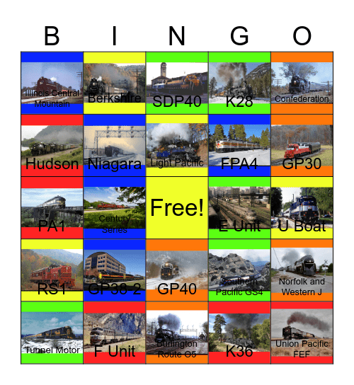 Passenger Trains through the Years Bingo Card