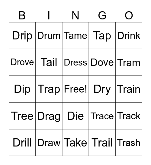 tr, dr Bingo Card