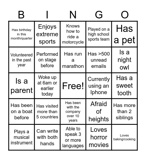 Coffee & Chat Bingo Card