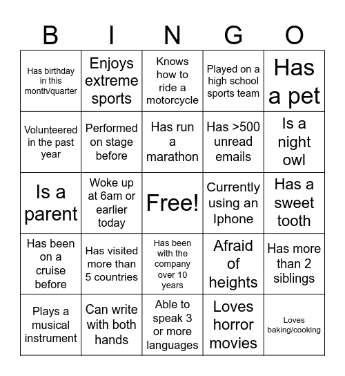 Coffee & Chat Bingo Card