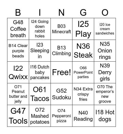 Joy’s Birthday Bingo! Bingo Card