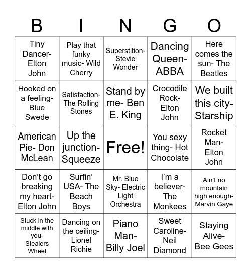 60's-70's Round Bingo Card