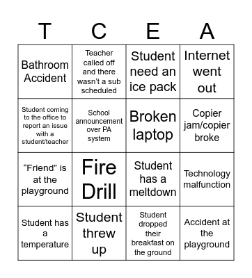 Teacher Appreciation Week BINGO game Bingo Card