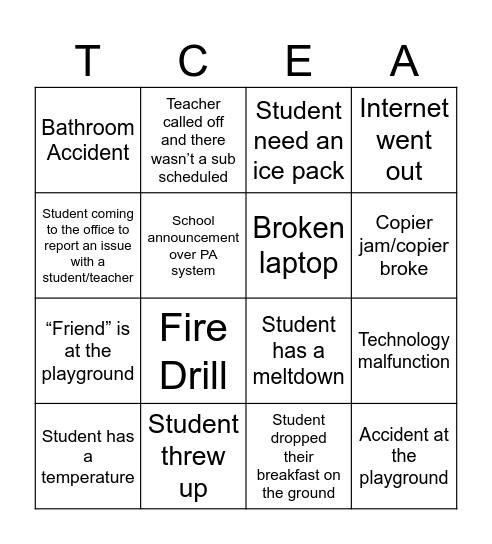 Teacher Appreciation Week BINGO game Bingo Card