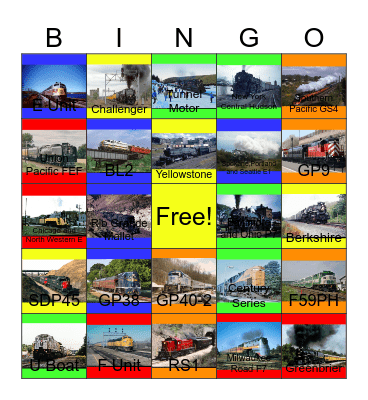 Passenger Trains through the Decades Bingo Card