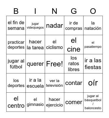 Los pasatiempos Bingo Card