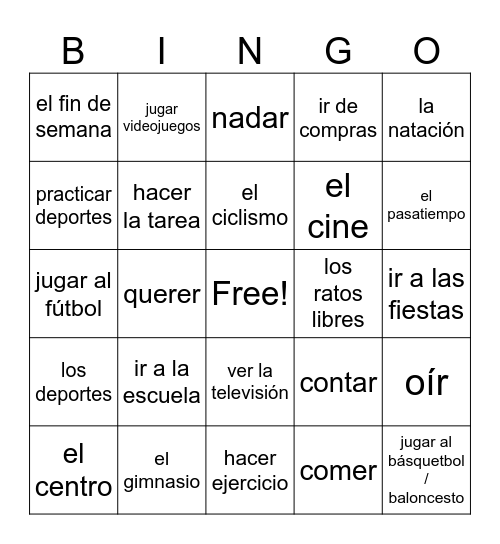 Los pasatiempos Bingo Card