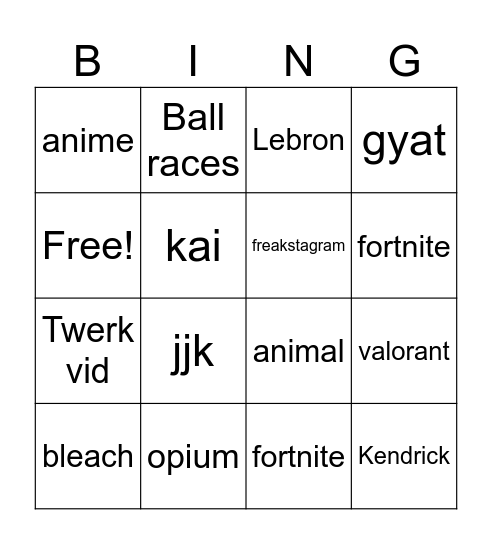 Untitled Bingo Card