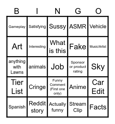 InstaWinsta Bingo Card
