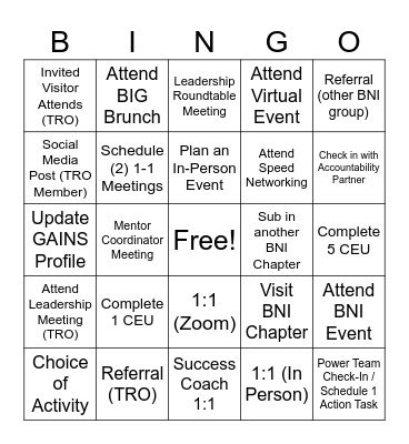 BNIGO: TRO 2024 Bingo Card