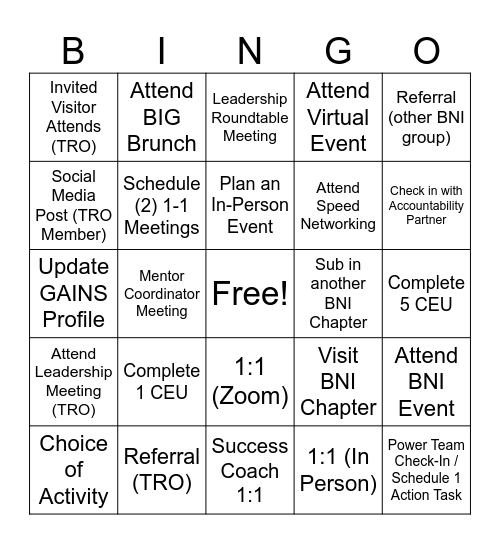 BNIGO: TRO 2024 Bingo Card