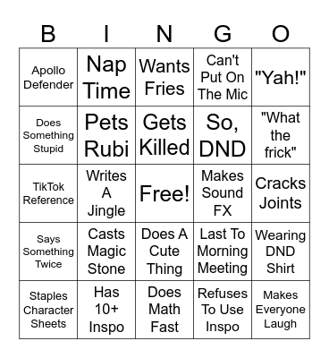 BIN-GO Bingo Card