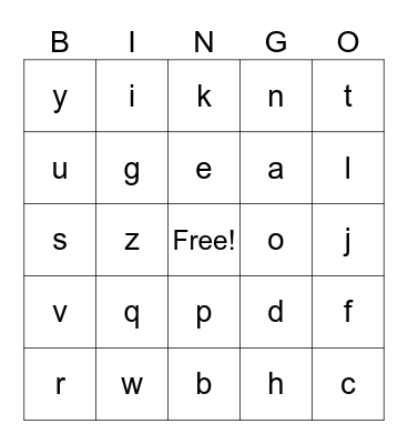 Alphabet BINGO Card