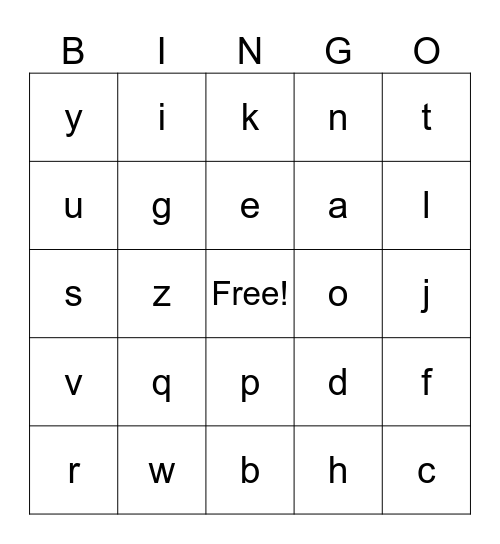 Alphabet BINGO Card