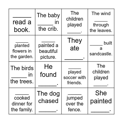 sentences Bingo Card