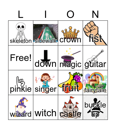 Lion Bingo Card