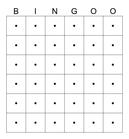 EuroVision Bingo Card