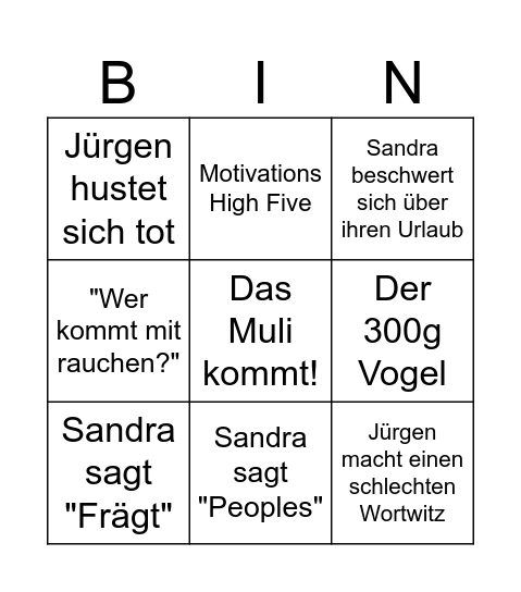 GTZ BINGO Card