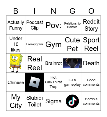 Instagram Bingo Card