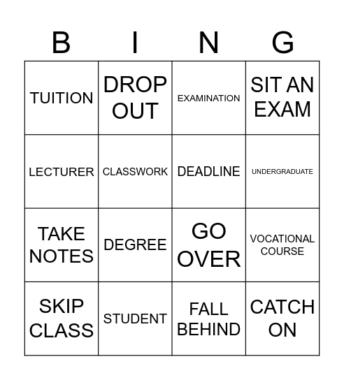 EDUCATION Bingo Card