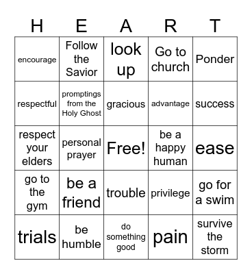 Surviving Adversity Bingo Card
