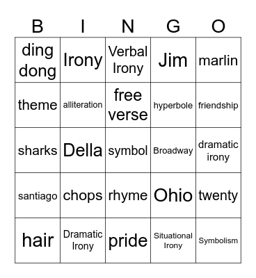 American Literature 2 Bingo Card