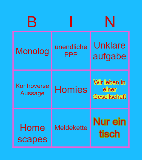 PvG Bingo Card
