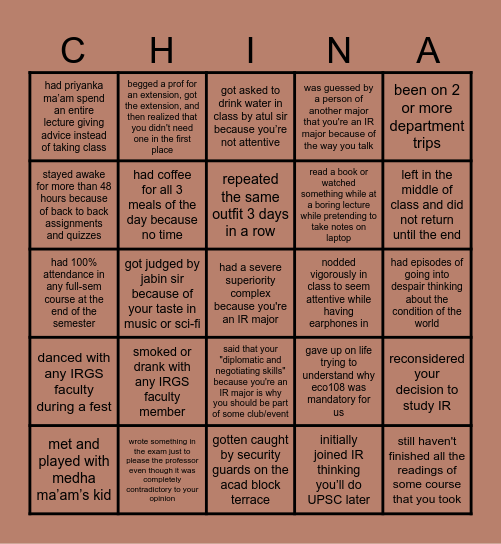 Beyond Borders Farewell Bingo Card