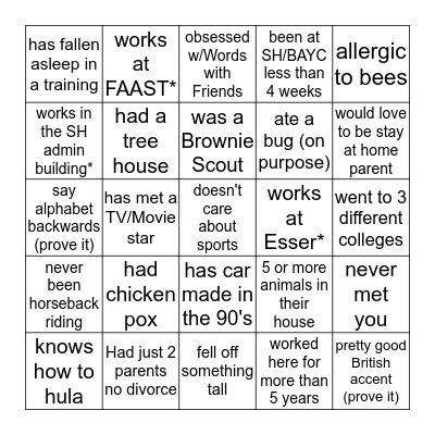 Network Blackout Bingo Card