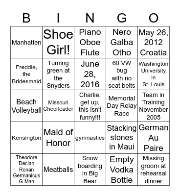 All About Emily Bingo Card